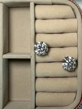 KC Chic 6 carat Round Moissanite Stud Earrings